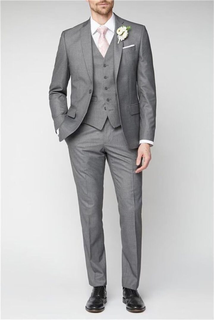 Mens Suit 3 Piece Slim Fit Suit for Men Formal Business Suit Wedding Groom Prom Tuxedo Dinner Party - Image 2