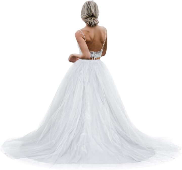 Women Wedding Long Maxi Tulle Skirt Floor Length with Long Train Bridal Overskirt - Image 2