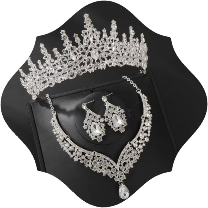 Tiaras and Crowns for Women,Tiaras Earrings Necklace, Crystal Bridal Jewelry Set
