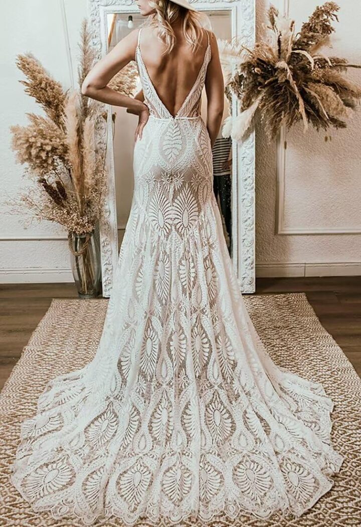 Women's Wedding Dresses Boho for Bride with Long Sleeves Plus Size Lace Beach Bridal Gowns Bohemian Wedding Gowns - Image 2