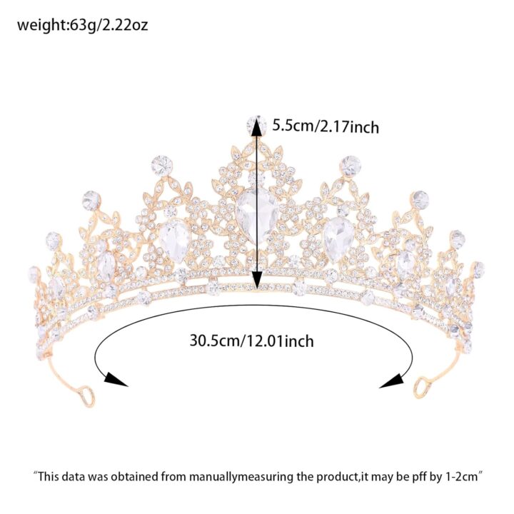 Princess Tiara and Crown for Women Wedding Tiaras for Bridal girls Tiaras and Crystal Crowns Rhinestone Headband Metal Hair Accessories for Costume Birthday Party Prom Gifts - Image 2