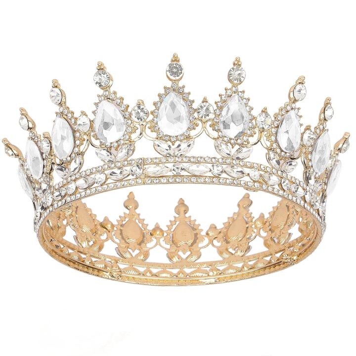 Crown for Women, Queen Crown Tiara for Princess Party (Gold White)